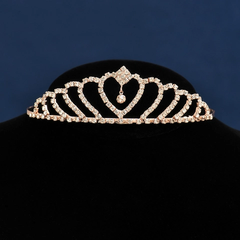 Tiara Classica a Corona con Cuore Elegante Cerchietto con Strass Accessori Capelli Sposa Matrimonio Fascia Principessa Donna