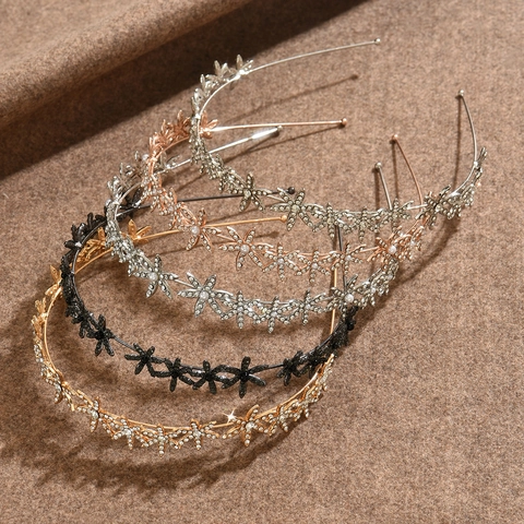Eleganter Schneeflocken Blumen Braut Haarreif Strass Künstliche Perlenimitat Gold Silber Roségold Hochzeit Haarschmuck Damen