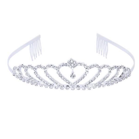 Tiara Classica a Corona con Cuore Elegante Cerchietto con Strass Accessori Capelli Sposa Matrimonio Fascia Principessa Donna