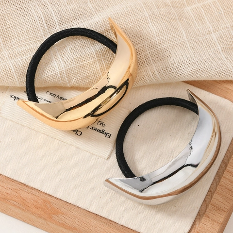Minimalistischer Metall Halbmond Haargummi Hoch Elastische Legierung Haarkringel Für Damen Gold Silber Haarschmuck Pferdeschwanz Halter