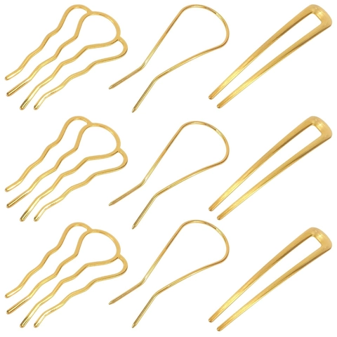 Elegant Minimalist Metal U Shape Hair Pin Retro Alloy Wave Hair Fork For Women Simple Chignon Pin Styling Tools Accessories