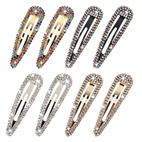 Set di Fermagli per Capelli a Goccia d'Acqua in Lega di Strass Clip a Scatto in Metallo Moda Clip BB per Donna