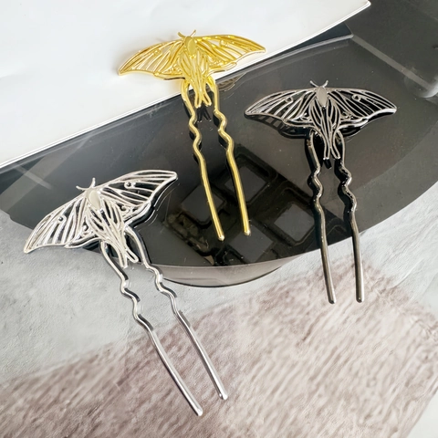 Vintage Metal Moth Hollow Out Hair Stick U-Shaped Butterfly Hair Fork Minimalist Electroplated Hairpin Accessories For Women