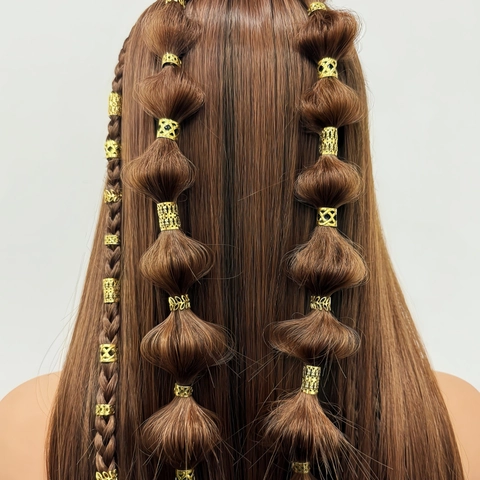 Bohemian Stil Metall Dreadlock Perlen Geometrische Hohl Haaringe Für Zöpfe Damen Streetstyle Haarschmuck