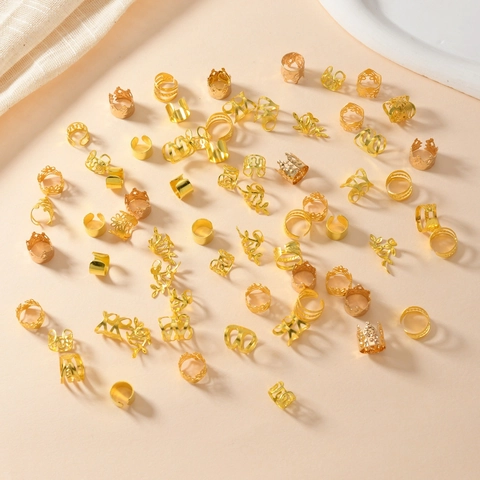 Anelli per Treccine Dreadlock in Metallo Traforato per Accessori Capelli Gioielli Placcati Oro per Donna Uomo Decorazione Treccia