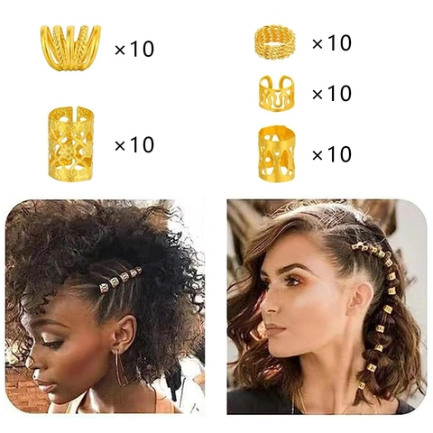 Legierung Dreadlock Haarschmuck Hohle Metallmanschetten Ringe Für Flechten Schmuck Dekoration Gold Silber Haarspangen