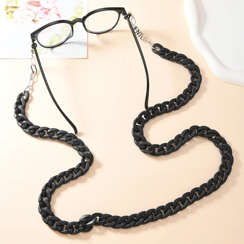 Chaîne de Lunettes en Acrylique Noire Épaisse Cordon de Cou Anti-Perte Support de Lunettes Pour Femmes Hommes Accessoires Punk