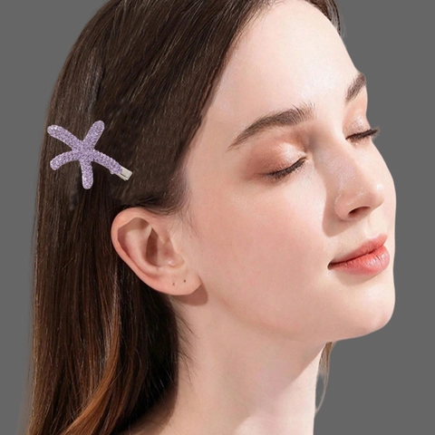 Élégante Pince à Cheveux Étoile de Mer en Alliage Avec Strass Style Coréen Or Argent Violet Pince Bec de Canard pour Femme