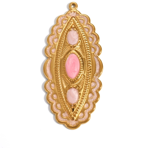 DIY Stainless Steel Pendant Charms Colorful Enamel Heart Flower Butterfly Fish Shell Shapes Gold Plated Jewelry Accessories