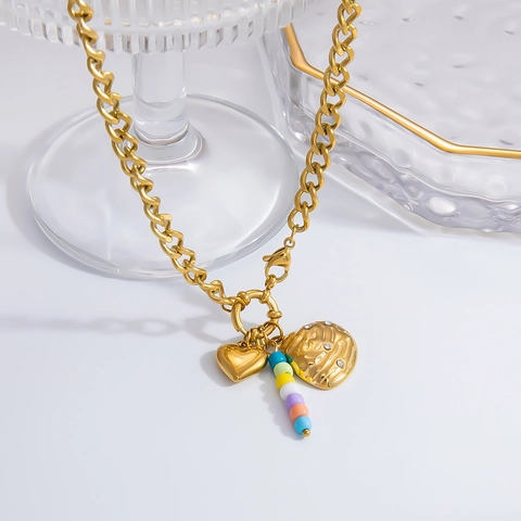 18K Vergoldete Edelstahl Herz Anhänger Halskette Für Damen Wasserdicht Strass Künstliche Perle Alphabet Perlen Schmuck