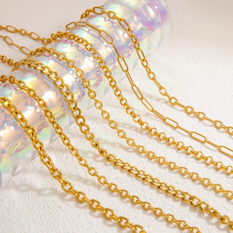 Stainless Steel 18K Gold Plated Necklace Bracelet For Women Waterproof Hypoallergenic Heart Pendant Paperclip Link Chain Jewelry