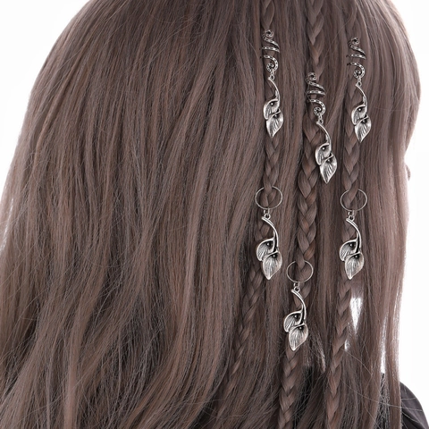 Set di Clip a Spirale in Lega Vintage con Calla per Trecce Argento Galvanizzato Ciondoli a Forma di Fiore Accessori per Capelli Donna