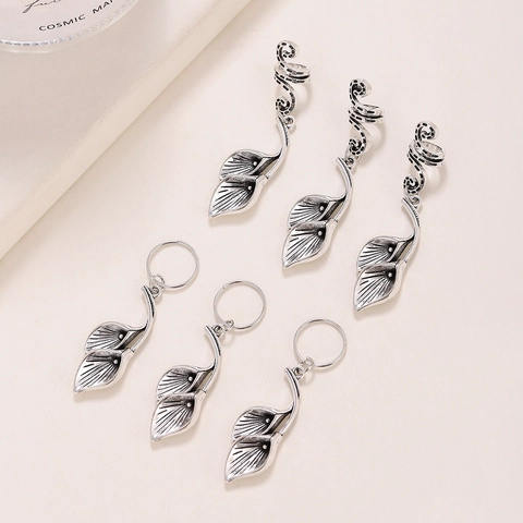 Set di Clip a Spirale in Lega Vintage con Calla per Trecce Argento Galvanizzato Ciondoli a Forma di Fiore Accessori per Capelli Donna