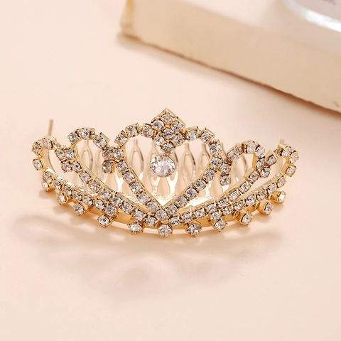 Corona a Cuore con Strass per Bambini Pettine per Capelli in Lega per Ragazze Matrimonio Festa Spettacolo Accessori per Capelli Oro Argento