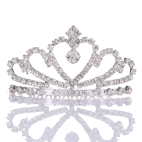 Peine para el Pelo de Corona de Aleación con Diamantes de Imitación para Niños Tiara de Lujo Forma de Corazón para Boda Cumpleaños Joyería
