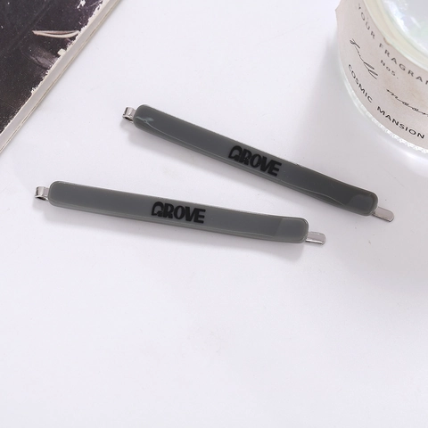 Pinzas para el Cabello Coreanas con Estampado de Letras GROVE para Mujer Pasadores Minimalistas de Plástico y Metal Accesorios de Peinado Sencillos