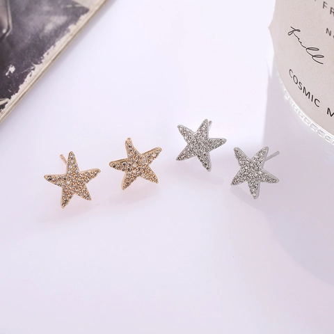 Trendige Legierung Stern Ohrstecker Für Damen Pave Strass Pentagramm Ohrringe Mit Edelstahl Stift Minimalistischer Schmuck