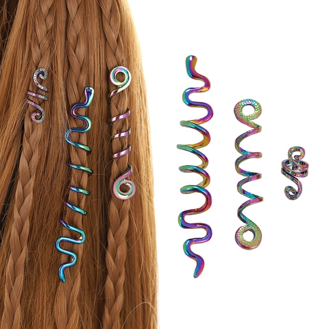 Vintage Keltische Spiral Haarspangen Für Damen Irisierend Regenbogen Legierung Flecht Zubehör Dreadlock Haarnadeln Irischer Stil