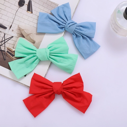Pinza para el Cabello con Lazo Grande de Tela Estilo Coreano Color Sólido Macarrón Dulce Pinza de Resorte para Mujeres Niñas Accesorios para el Cabello de Moda Diaria