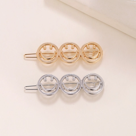 Barock Zinklegierung Kette Smiley Haarklammer Metall Seitenklammer Elegante Haarnadel Mode Accessoires Für Damen
