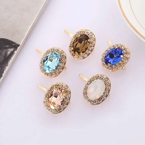 Vintage Oval Künstlicher Kristall Pony Hook Für Damen Legierung Strass Nahtlose Haarklammer Elegant Low Ponytail Haarschmuck