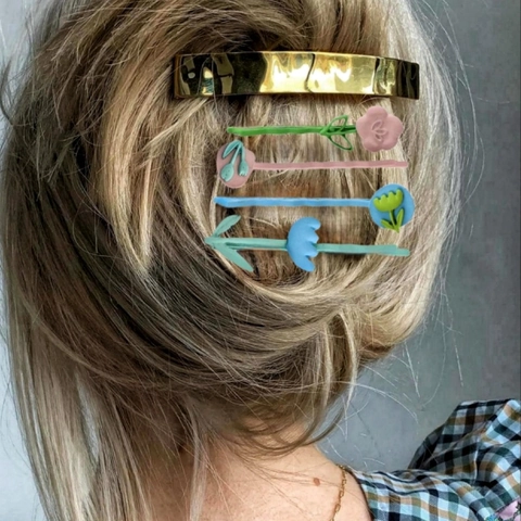 Pinces à Cheveux Fleurs en Alliage Peint Style Coréen pour Femmes Barrettes Florales Botaniques Accessoires Cheveux