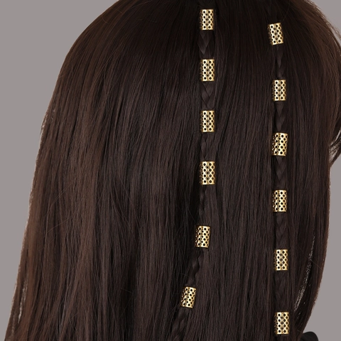 Vintage Gold Hollow Braid Cuffs Dreadlock Accessories Metal Hair Rings For Braiding Dreadlocks Jewelry Hair Decoration Unisex