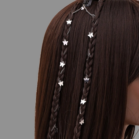 Y2K Stil Schmetterling Haarkette Legierung Quaste Haarklammer Metall Flechtkette Für Damen Mädchen Süßer Cool Haarschmuck