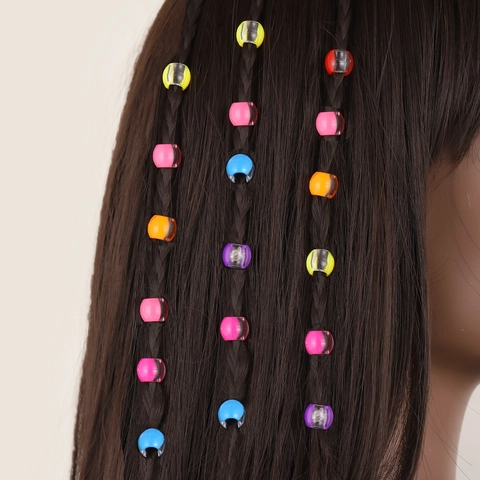 Mehrfarbige Acryl Perlen Mit Großem Loch Für Haarzöpfe Mode Zweifarbige Kunststoff Rundperlen Für Schmuckherstellung Dekoration