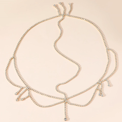 Lujosa Cadena de Pelo de Aleación con Borlas de Diamantes de Imitación Elegante Cadena de Frente Estilo Occidental Bohemio Joyería de Boda Mujer
