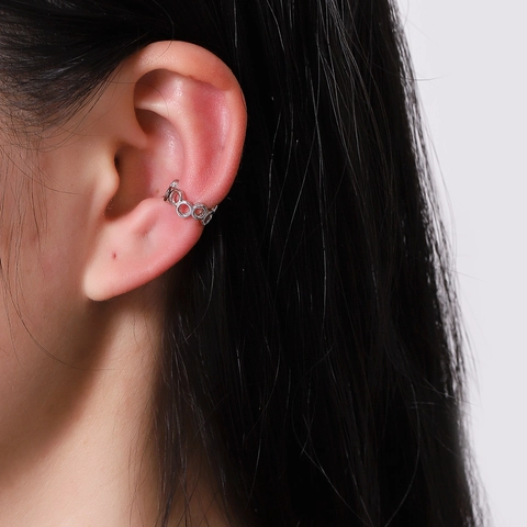 Minimalist Copper Ear Cuff Non Pierced U Shaped Irregular Round Chain Earring For Women Trendy Gold Silver Electroplated Jewelry