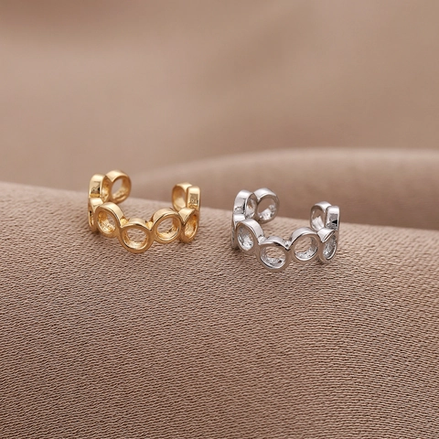 Minimalist Copper Ear Cuff Non Pierced U Shaped Irregular Round Chain Earring For Women Trendy Gold Silver Electroplated Jewelry