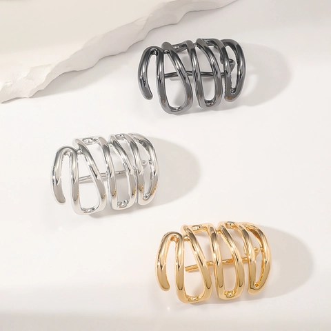Vintage Minimalist Alloy Hollow Curved Metal Hair Hook Spiral Hair Clip For Women Ponytail Holder Electroplated Accessory