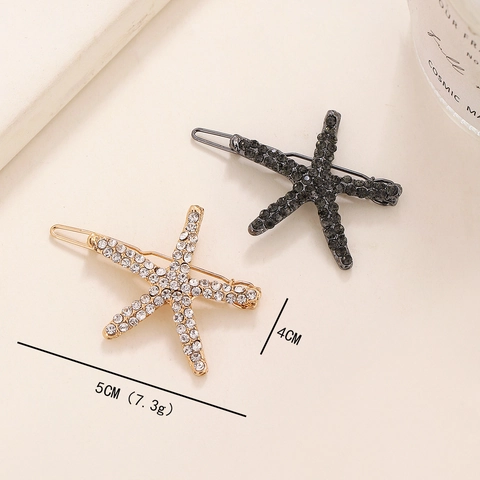 Fermaglio per Capelli con Stella Marina in Strass Lucido Lega di Zinco Dolce Forcina a Stella Marina per Donna Elegante Accessori Moda