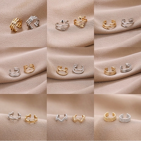 Minimalistische Kupfer Geometrische U-förmige Ear-Cuffs Für Damen Ohne Piercing Ohrklemmen Gold Silber Modeschmuck