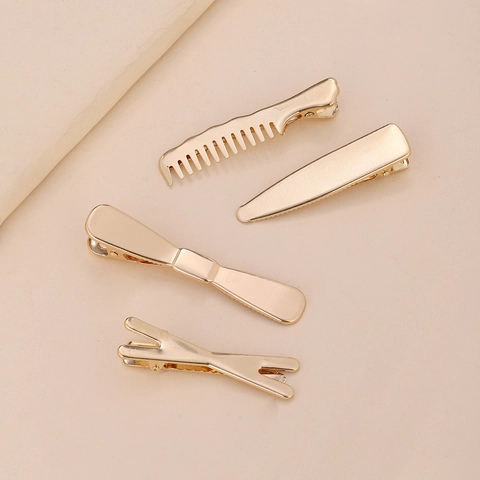 Fermaglio per Capelli in Lega d'Oro Minimalista Fai da Te Clip a Becco d'Anatra in Metallo Galvanizzato Geometrico Pettine Croce Donna
