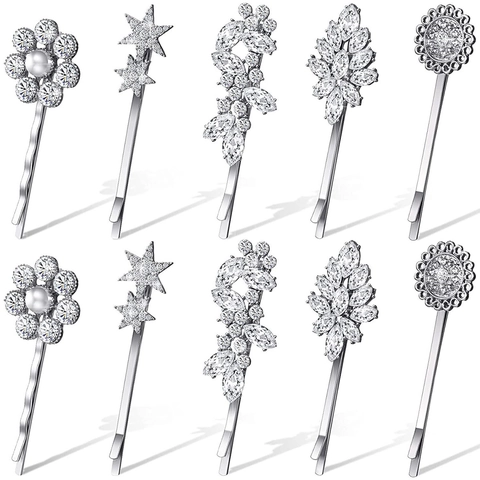 Mode Legierung Strass Perlen Haarklammern Stern Blatt Blume Haarnadeln Für Hochzeit Party Täglich Elegante Damen Haarschmuck