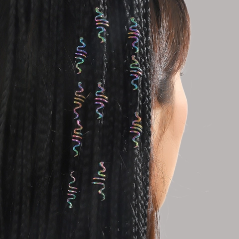 Anneaux de Cheveux Dreadlock en Spirale de Serpent Iridescent en Alliage Vintage Clips de Tresse Boho Ethniques pour Hommes Femmes