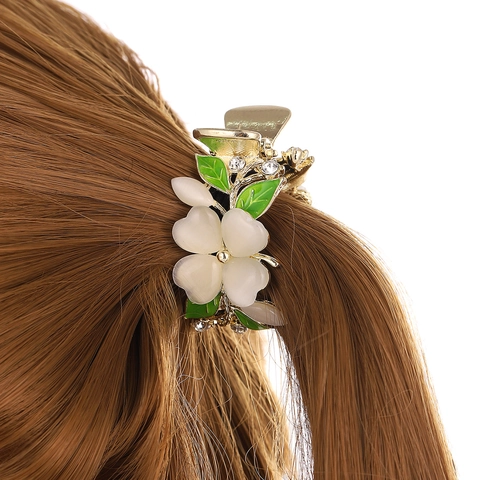 Molletta per Capelli a Fiore in Lega Con Strass Pietra Sintetica Fermacoda Pinza a Squalo Per Donne Elegante Accessorio Capelli