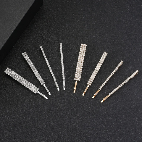 Ensemble de Pinces à Cheveux de Luxe en Strass pour Femmes Barrettes en Alliage Métal Plqué Or Argent Épingles à Cheveux en Cristal