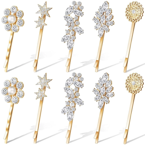 Mode Legierung Strass Perlen Haarklammern Stern Blatt Blume Haarnadeln Für Hochzeit Party Täglich Elegante Damen Haarschmuck