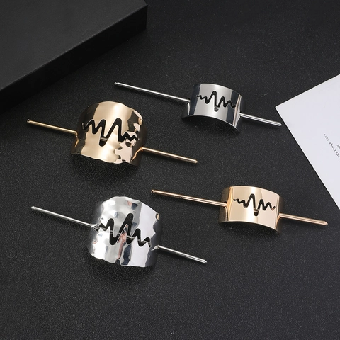 Minimalist Hollow Heartbeat Metal Hair Stick Geometric Lightning Alloy Hairpin Set Gold Silver Hair Accessories For Women