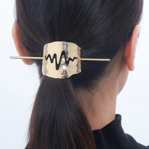 Minimalist Hollow Heartbeat Metal Hair Stick Geometric Lightning Alloy Hairpin Set Gold Silver Hair Accessories For Women