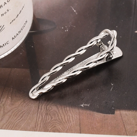 Minimalistische Legierung Twist Geometrische Wassertropfen Entenschnabel Haarklammer Für Damen Gold Silber Metall Geflochtene Haarspange Kopfschmuck