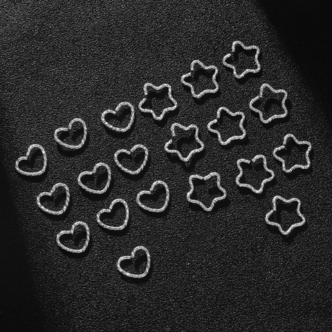 Metallringe Stern Herz Haarflechtringe Gehämmerte Struktur Schmuckzubehör Hohle Offene Ringe Für Damen Mädchen Flechtdekor