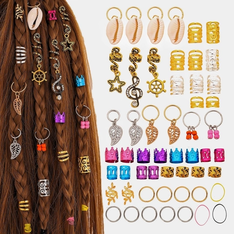 Accessori per Trecce in Lega di Zinco Conchiglia Foglia Corona Stella Nota Musicale Anelli per Capelli per Donna Gioielli