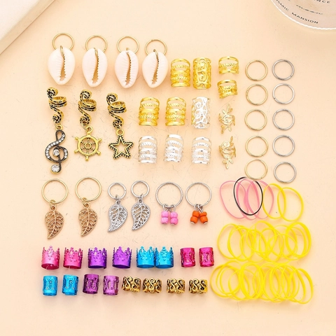 Accessori per Trecce in Lega di Zinco Conchiglia Foglia Corona Stella Nota Musicale Anelli per Capelli per Donna Gioielli