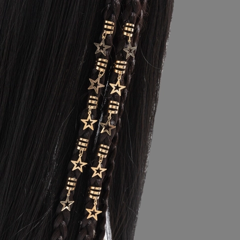 Legierung Stern Zopfflechtringe Hohl Pentagramm Anhänger Haarschleifen Spiral Zopf Charms Für Damen Haarschmuck