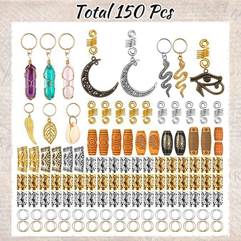 Accesorios para Trenzado de Joyería para el Cabello Dreadlocks Bohemios Anillos de Aleación Cuentas de Madera
