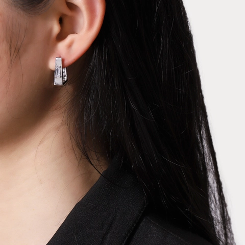 Orecchini a Cerchio in Metallo Geometrici Con Strass Baguette Moderno High-End Perno in Acciaio Inossidabile Gioielli Donna